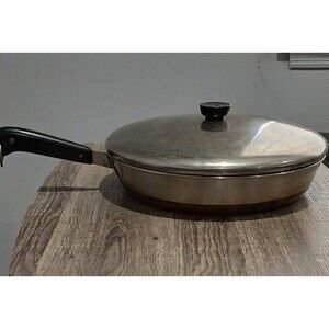 VINTAGE REVERE WARE 12" SKILLET / FRYER WITH LID. Copper Clad Bottom.